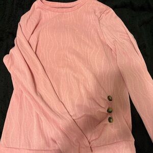Pink Long Sleeve Top with Button Accents